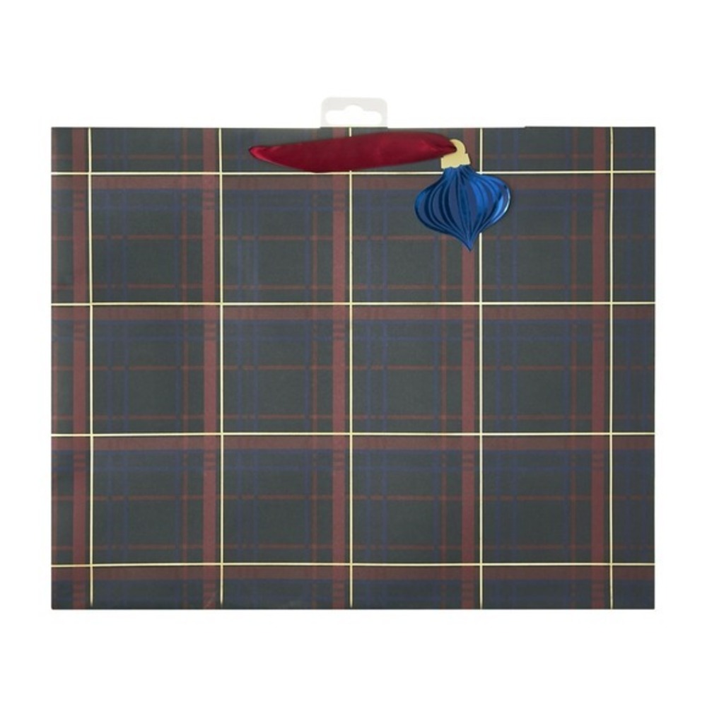My Texas House XL‎ Tartan Plaid Christmas Gift Bag – Red Green Navy